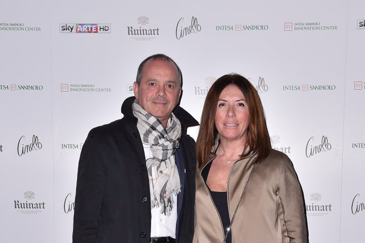 MILAN, ITALY - APRIL 11:  Beone Francesco and Lorenza Tagliaferri attend Save The Artistic Heritage - Vernissage Cocktail on April 11, 2018 in Milan, Italy.  (Photo by Jacopo Raule/Getty Images for Cinello) *** Local Caption *** Beone Francesco;Lorenza Tagliaferri