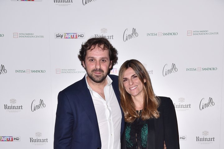 MILAN, ITALY - APRIL 11:  Margherita Domenegotti and Giorgio Innocenti attend Save The Artistic Heritage - Vernissage Cocktail on April 11, 2018 in Milan, Italy.  