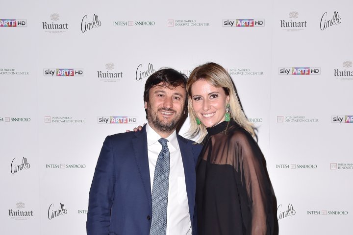 MILAN, ITALY - APRIL 11:  Alberto Losacco and  Federica Pesce attend Save The Artistic Heritage - Vernissage Cocktail on April 11, 2018 in Milan, Italy.  (Photo by Jacopo Raule/Getty Images for Cinello) *** Local Caption *** Alberto Losacco;Federica Pesce