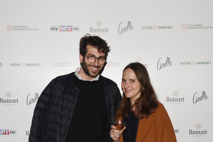 MILAN, ITALY - APRIL 11:  Gloria De Risi and Alessio Baldister attend Save The Artistic Heritage - Vernissage Cocktail on April 11, 2018 in Milan, Italy.  (Photo by Stefania M. D'Alessandro/Getty Images for Cinello) *** Local Caption *** Gloria De Risi;Alessio Baldister