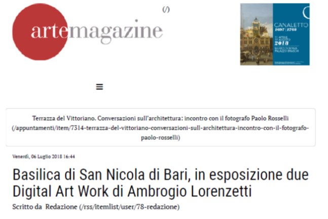 Basilica di San Nicola di Bari, in esposizione due Digital Art Work di Ambrogio Lorenzetti