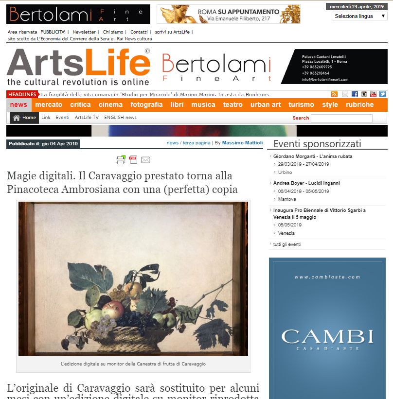 Magie digitali. Il Caravaggio prestato torna alla Pinacoteca Ambrosiana con una (perfetta) copia